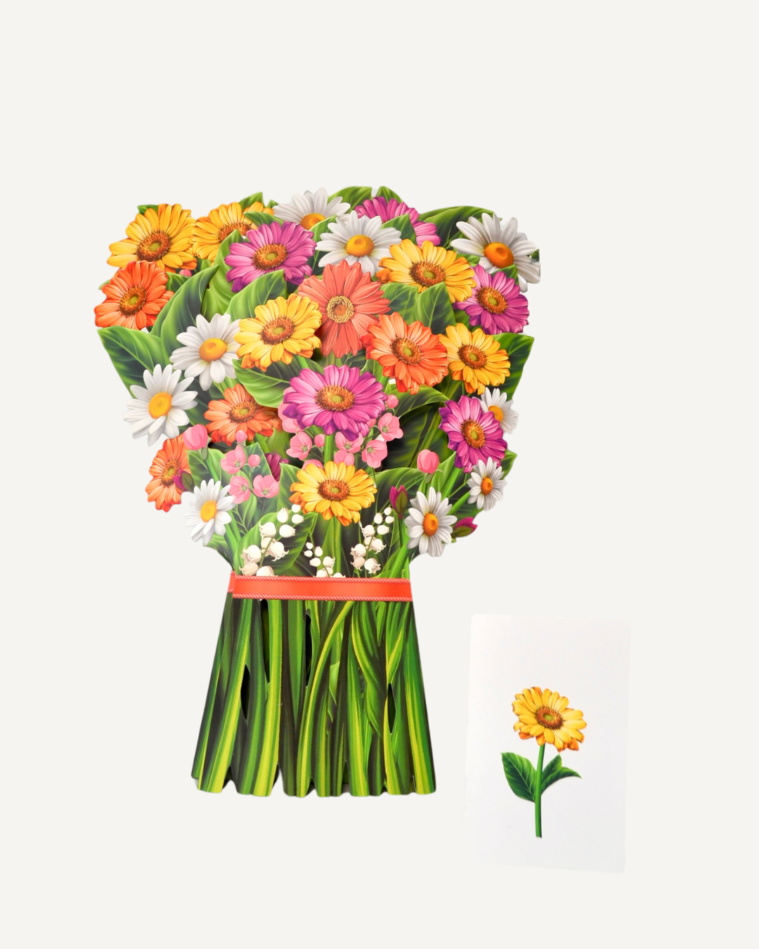 Andenken-Blumenstrauß + Grußkarte – Gemischte Gänseblümchen