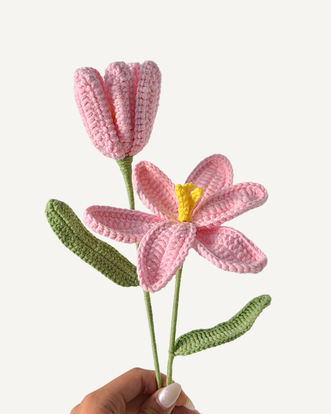 Crochet Tulip Flowers - Yellow, Pink, Purple and White