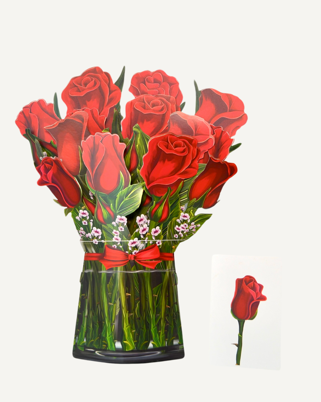 Keepsake Flower Bouquet + Greeting Card - Red Roses